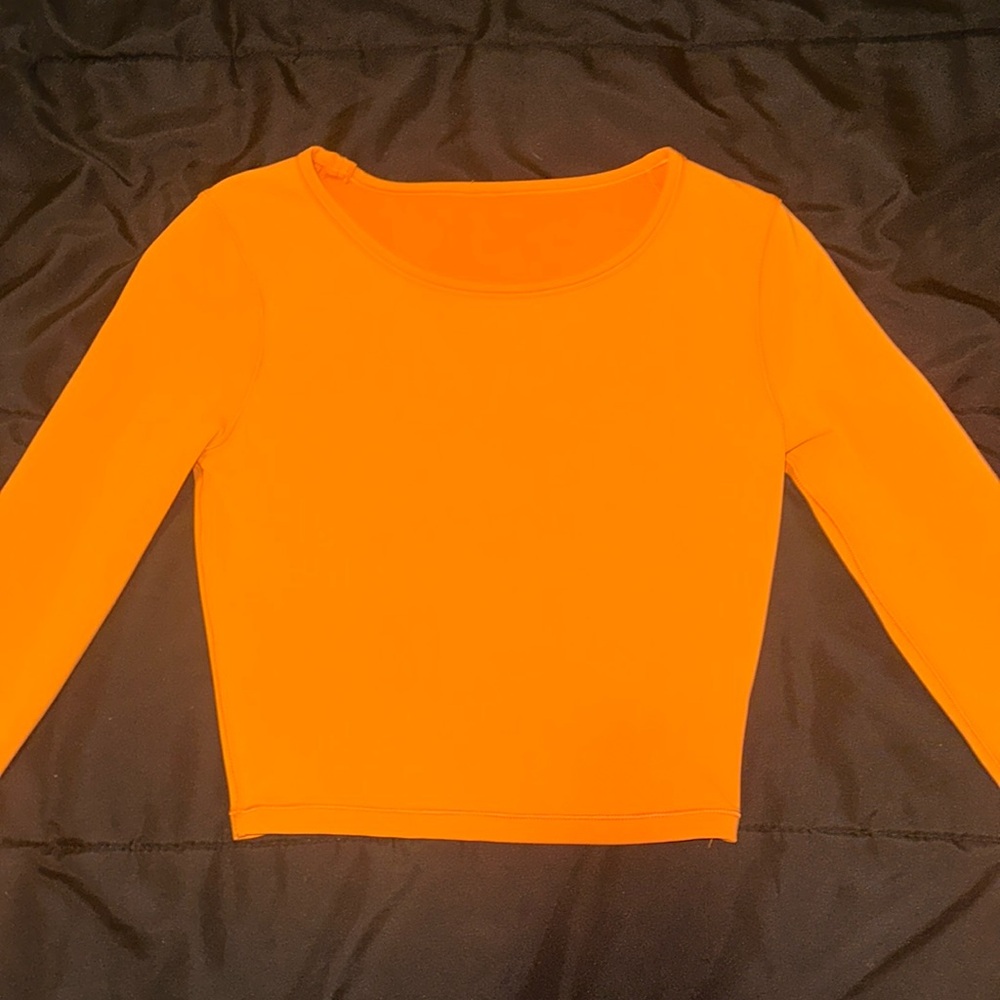 lululemon cropped fitted orange long sleeve top